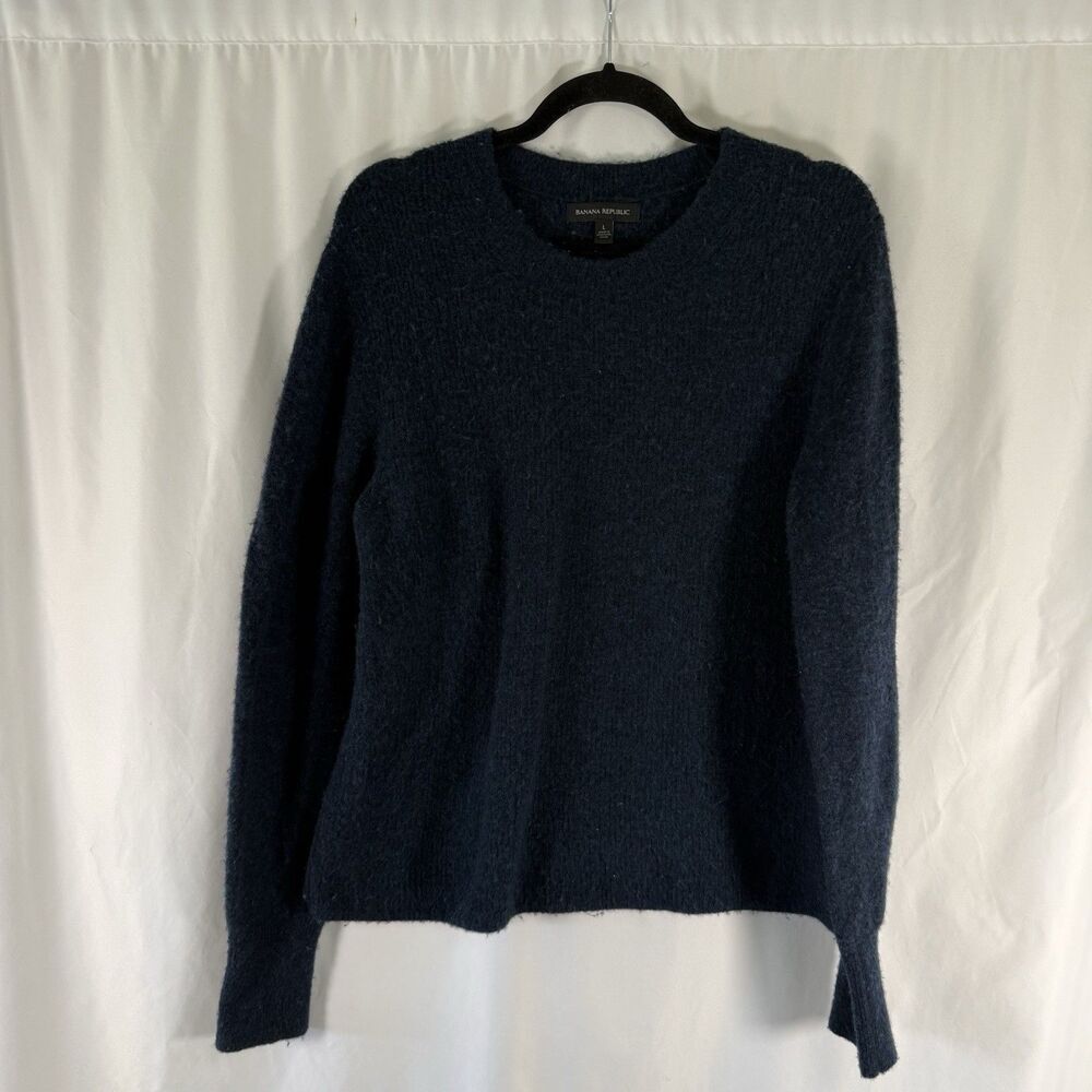 Banana Republic Wool Blend Women's Large Blue Round Neck Pullover Soft